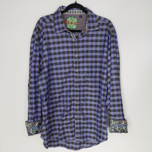 Robert Graham Purple and Black Checked Shirt Size 2XL - Picture 1 of 9